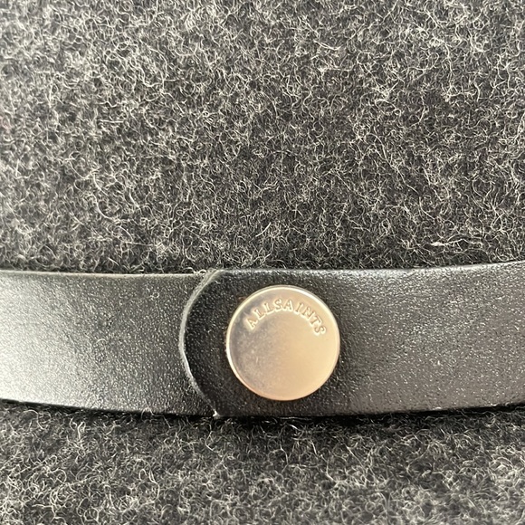 NWT All Saints Long Brim Fedora+100% Wool+Brass Logo rivet+Black - Picture 7 of 11